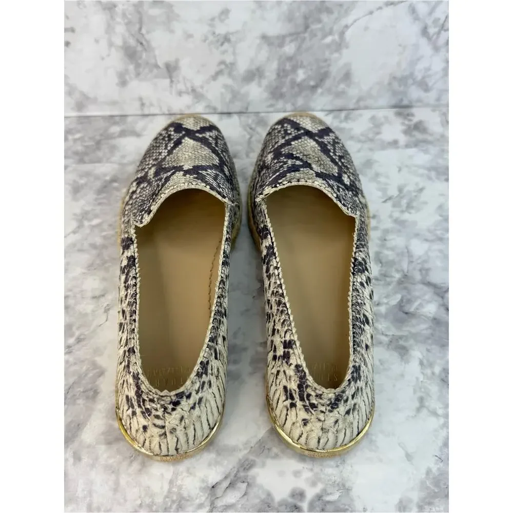 STUART WEITZMAN Catalan Snake-Print Espadrille Slip-On in Creme Women’s Sz 10